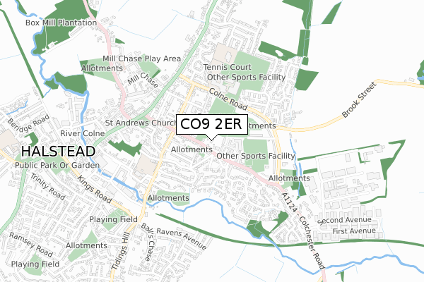 CO9 2ER map - small scale - OS Open Zoomstack (Ordnance Survey)