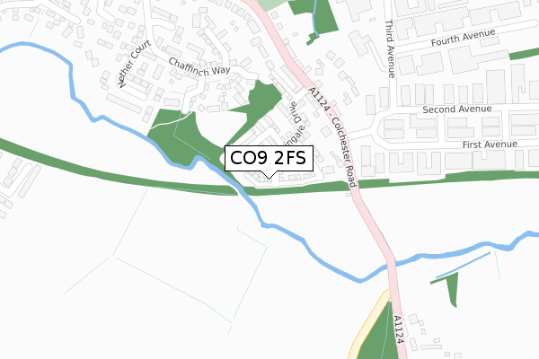 CO9 2FS map - large scale - OS Open Zoomstack (Ordnance Survey)