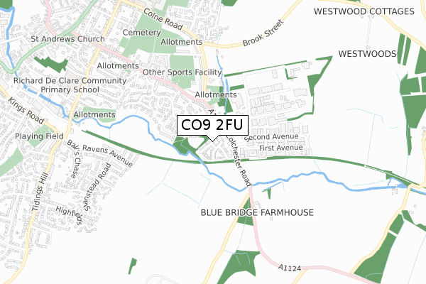 CO9 2FU map - small scale - OS Open Zoomstack (Ordnance Survey)