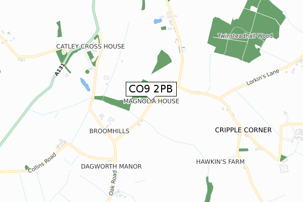 CO9 2PB map - small scale - OS Open Zoomstack (Ordnance Survey)