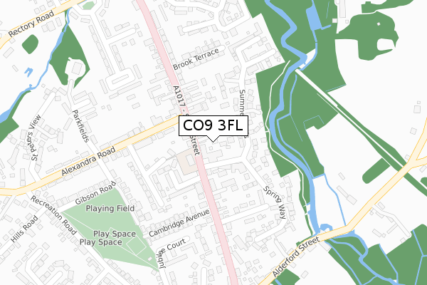 CO9 3FL map - large scale - OS Open Zoomstack (Ordnance Survey)