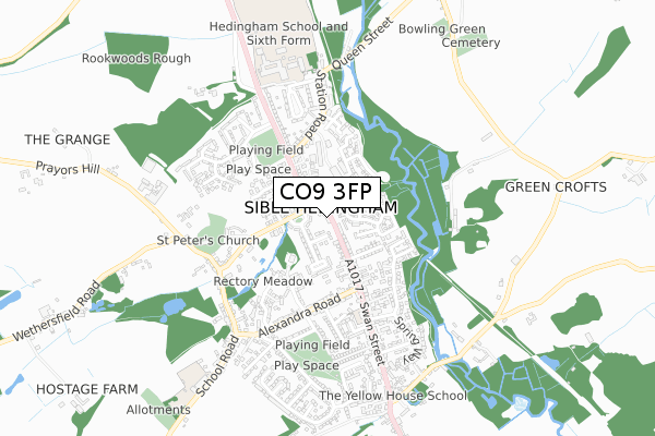 CO9 3FP map - small scale - OS Open Zoomstack (Ordnance Survey)