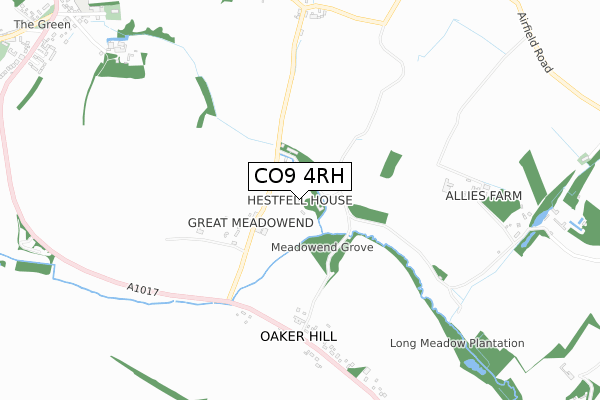 CO9 4RH map - small scale - OS Open Zoomstack (Ordnance Survey)
