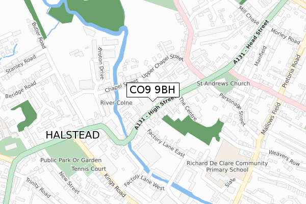 CO9 9BH map - large scale - OS Open Zoomstack (Ordnance Survey)