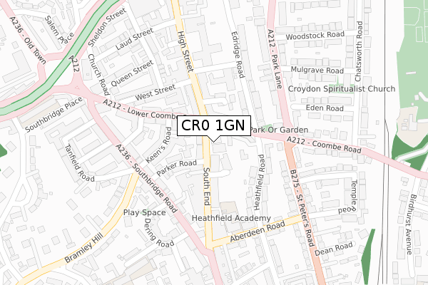 CR0 1GN map - large scale - OS Open Zoomstack (Ordnance Survey)