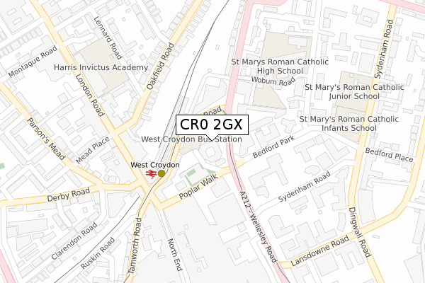 CR0 2GX map - large scale - OS Open Zoomstack (Ordnance Survey)