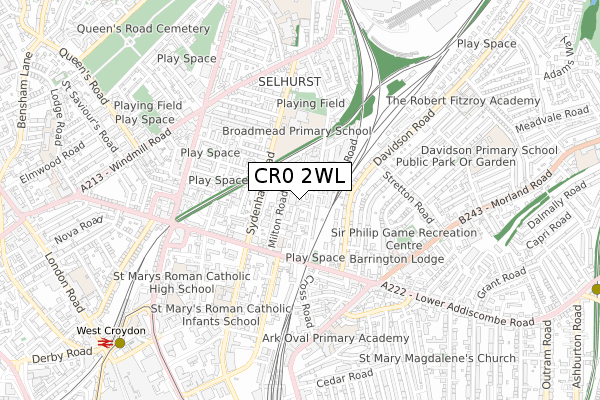 CR0 2WL map - small scale - OS Open Zoomstack (Ordnance Survey) CR0 2WL map - small scale - OS Open Zoomstack (Ordnance Survey)