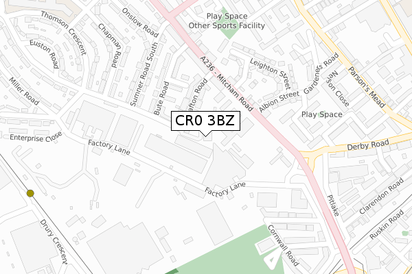 CR0 3BZ map - large scale - OS Open Zoomstack (Ordnance Survey) CR0 3BZ map - large scale - OS Open Zoomstack (Ordnance Survey)