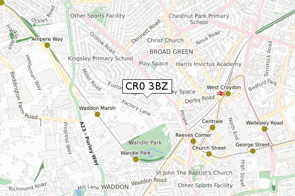 CR0 3BZ map - small scale - OS Open Zoomstack (Ordnance Survey) CR0 3BZ map - small scale - OS Open Zoomstack (Ordnance Survey)