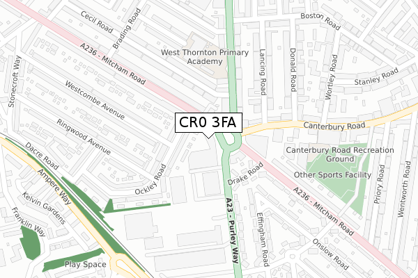 CR0 3FA map - large scale - OS Open Zoomstack (Ordnance Survey)