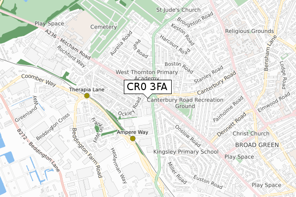 CR0 3FA map - small scale - OS Open Zoomstack (Ordnance Survey)