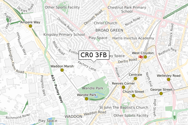 CR0 3FB map - small scale - OS Open Zoomstack (Ordnance Survey) CR0 3FB map - small scale - OS Open Zoomstack (Ordnance Survey)