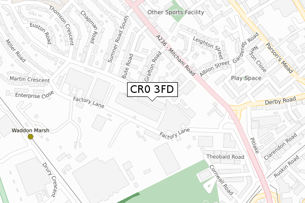 CR0 3FD map - large scale - OS Open Zoomstack (Ordnance Survey)