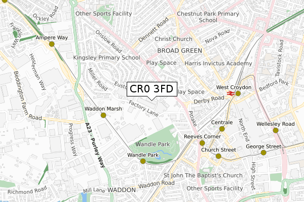 CR0 3FD map - small scale - OS Open Zoomstack (Ordnance Survey)