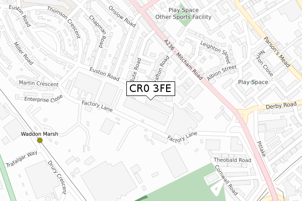 CR0 3FE map - large scale - OS Open Zoomstack (Ordnance Survey)