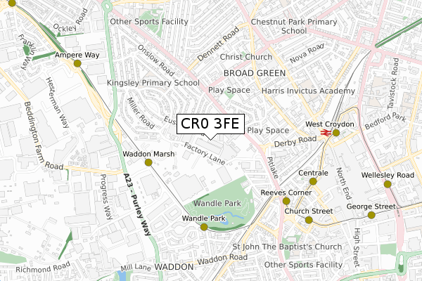 CR0 3FE map - small scale - OS Open Zoomstack (Ordnance Survey)