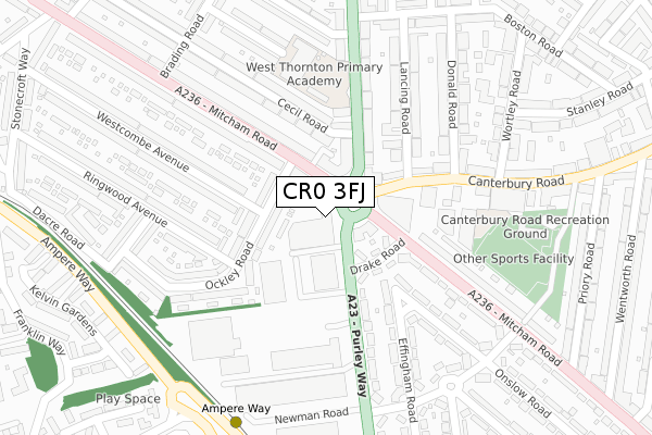 CR0 3FJ map - large scale - OS Open Zoomstack (Ordnance Survey)