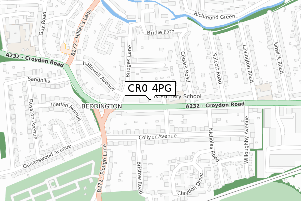 CR0 4PG map - large scale - OS Open Zoomstack (Ordnance Survey)