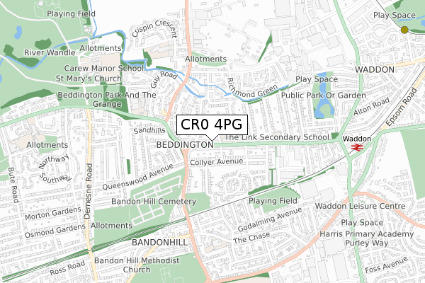 CR0 4PG map - small scale - OS Open Zoomstack (Ordnance Survey)