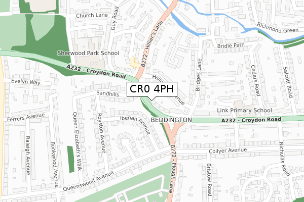CR0 4PH map - large scale - OS Open Zoomstack (Ordnance Survey)