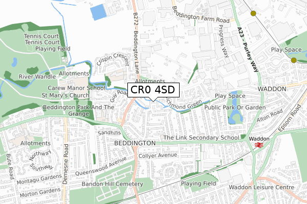 CR0 4SD map - small scale - OS Open Zoomstack (Ordnance Survey)