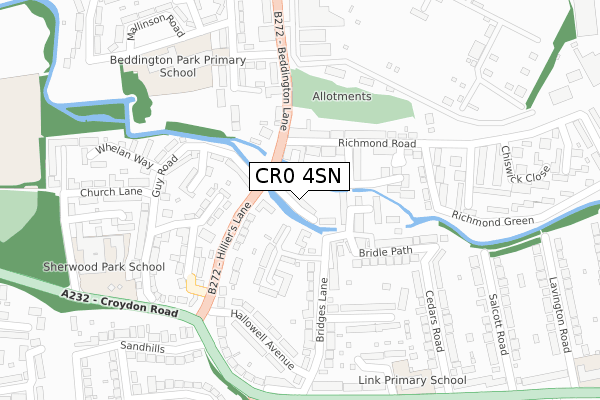 CR0 4SN map - large scale - OS Open Zoomstack (Ordnance Survey)