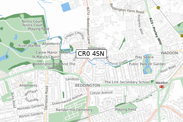 CR0 4SN map - small scale - OS Open Zoomstack (Ordnance Survey)