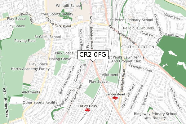 CR2 0FG map - small scale - OS Open Zoomstack (Ordnance Survey)