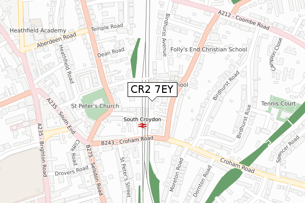 CR2 7EY map - large scale - OS Open Zoomstack (Ordnance Survey)