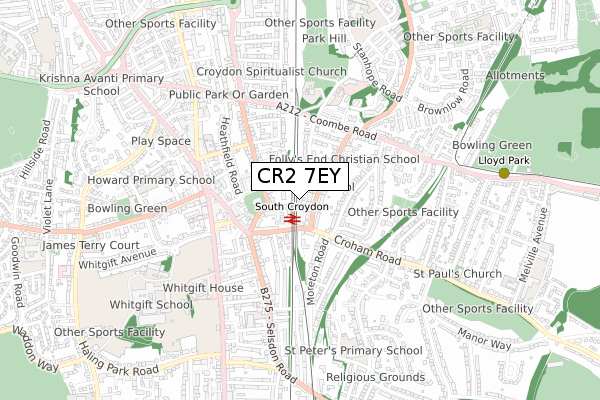 CR2 7EY map - small scale - OS Open Zoomstack (Ordnance Survey)