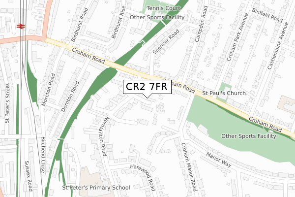 CR2 7FR map - large scale - OS Open Zoomstack (Ordnance Survey)