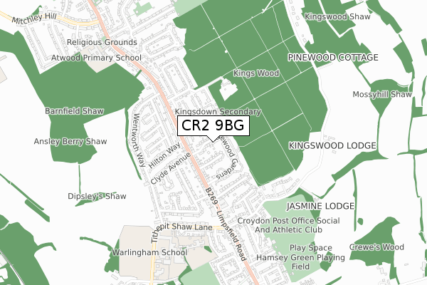 CR2 9BG map - small scale - OS Open Zoomstack (Ordnance Survey)