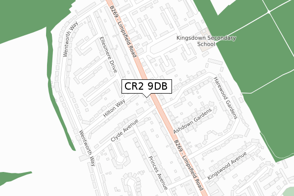 CR2 9DB map - large scale - OS Open Zoomstack (Ordnance Survey)