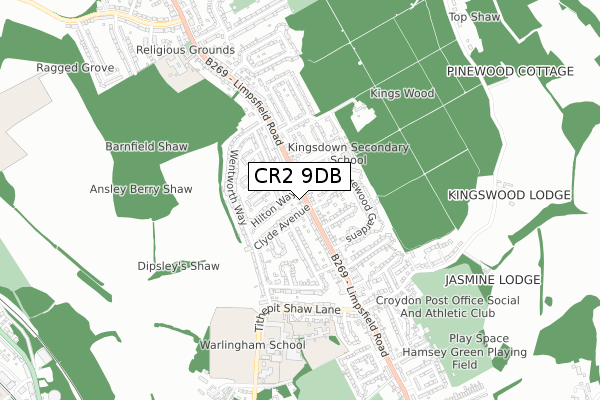CR2 9DB map - small scale - OS Open Zoomstack (Ordnance Survey)
