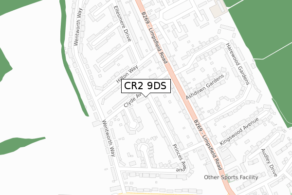 CR2 9DS map - large scale - OS Open Zoomstack (Ordnance Survey)