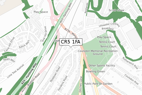 CR5 1FA map - large scale - OS Open Zoomstack (Ordnance Survey)