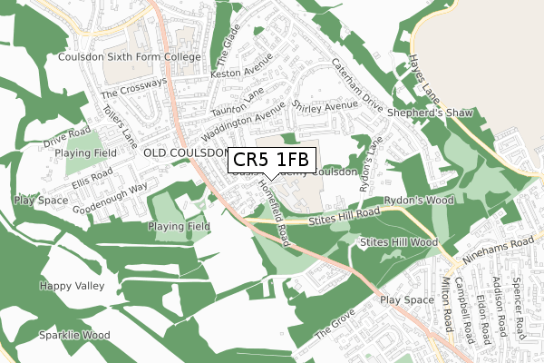 CR5 1FB map - small scale - OS Open Zoomstack (Ordnance Survey)