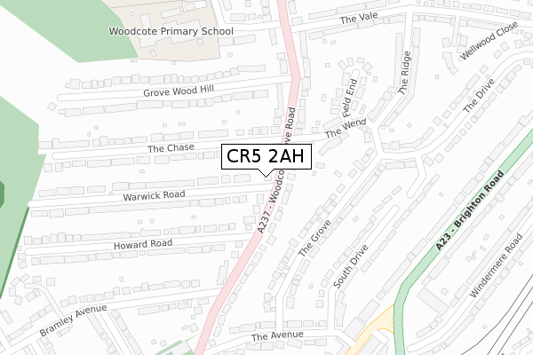 CR5 2AH map - large scale - OS Open Zoomstack (Ordnance Survey)