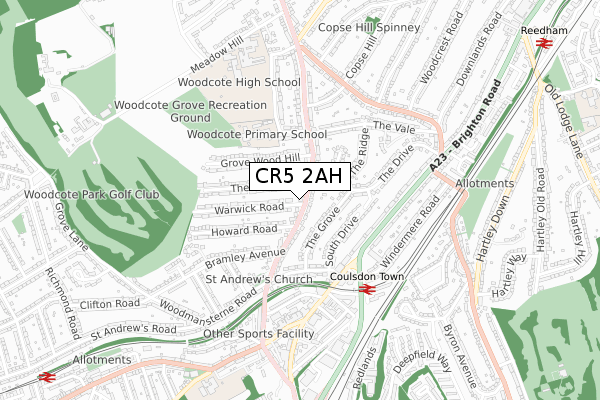 CR5 2AH map - small scale - OS Open Zoomstack (Ordnance Survey)