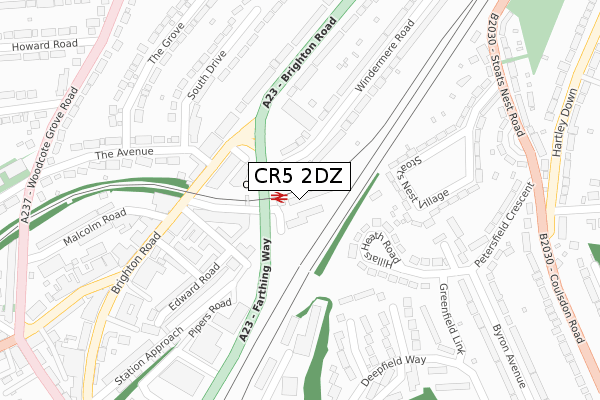 CR5 2DZ map - large scale - OS Open Zoomstack (Ordnance Survey)