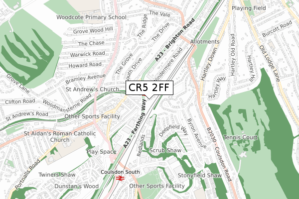 CR5 2FF map - small scale - OS Open Zoomstack (Ordnance Survey)