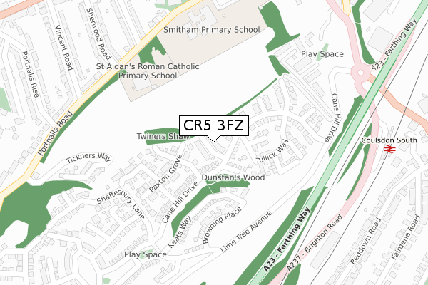 CR5 3FZ map - large scale - OS Open Zoomstack (Ordnance Survey)