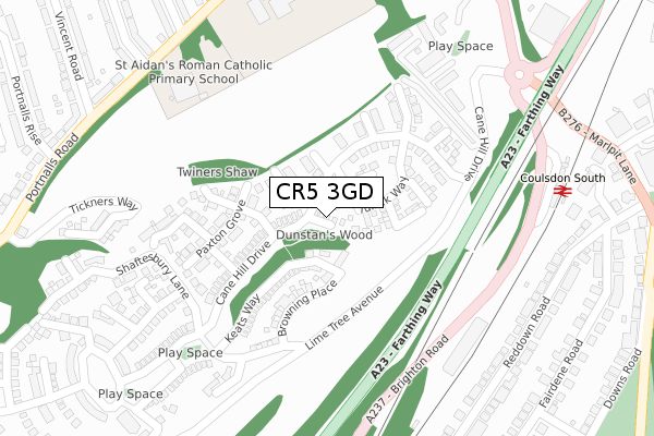 CR5 3GD map - large scale - OS Open Zoomstack (Ordnance Survey)