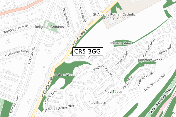CR5 3GG map - large scale - OS Open Zoomstack (Ordnance Survey)