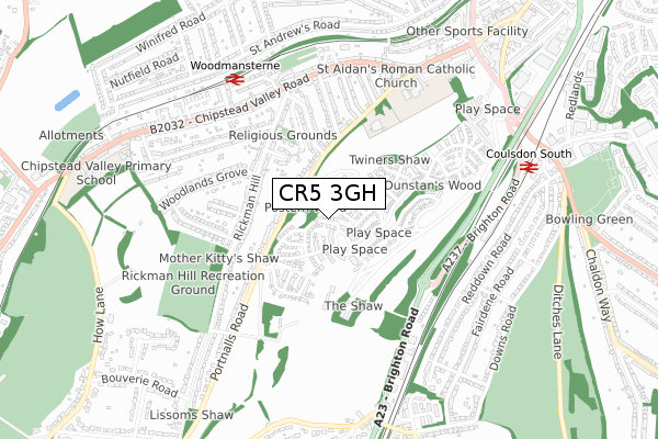 CR5 3GH map - small scale - OS Open Zoomstack (Ordnance Survey)