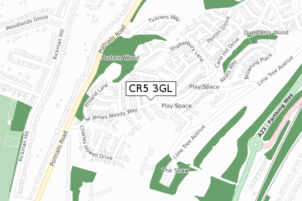 CR5 3GL map - large scale - OS Open Zoomstack (Ordnance Survey)