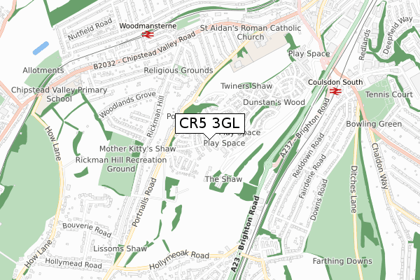 CR5 3GL map - small scale - OS Open Zoomstack (Ordnance Survey)