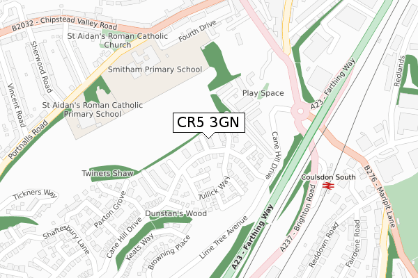 CR5 3GN map - large scale - OS Open Zoomstack (Ordnance Survey)