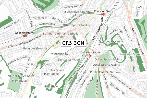 CR5 3GN map - small scale - OS Open Zoomstack (Ordnance Survey)