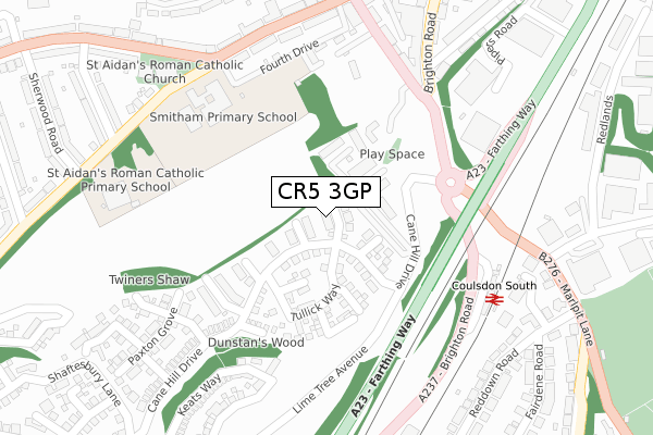CR5 3GP map - large scale - OS Open Zoomstack (Ordnance Survey)